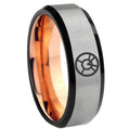 8MM Orange lantern Beveled Rose Gold Gray Tungsten Wedding Band