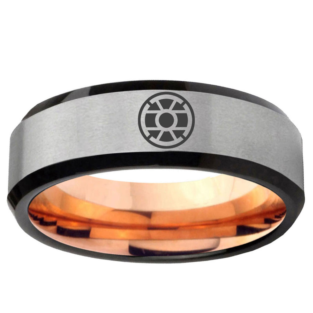 6MM Gold Lantern Beveled Rose Gold Gray Tungsten Wedding Band