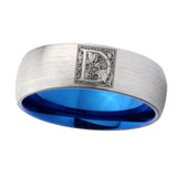 8mm-Dome-Silver-and-Blue-Tungsten-Floral-Initial-Letter-D,-Monogram-Wedding-Band