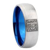 8mm-Dome-Silver-and-Blue-Tungsten-Floral-Initial-Letter-L,-Monogram-Wedding-Band