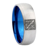 8mm-Dome-Silver-and-Blue-Tungsten-Floral-Initial-Letter-N,-Monogram-Wedding-Band