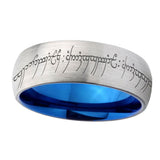 6, 8mm Lord Of The Rings Dome Blue Silver Manly Rings