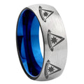 8MM Multiple Pester Master Dome Blue Gray Tungsten Band For Men