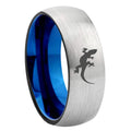 8MM Lizard Dome Blue Gray Tungsten Band For Men