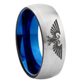 8MM Aquila Dome Blue Gray Tungsten Mens Ring