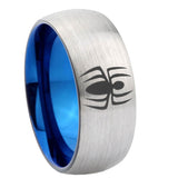 8mm-Spiderman-Dome-Tungsten-Carbide-Silver-Blue-Wedding-Band-Mens
