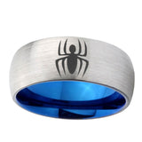 8mm-Spiderman-Dome-Tungsten-Carbide-Silver-Blue-Wedding-Band-Mens