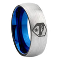 8MM GIa Joe Eagle Dome Blue Gray Tungsten Mens Wedding Rings