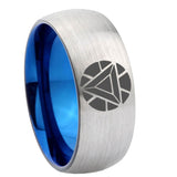 8mm Iron Man Art Reactor Dome Blue Silver Manly Rings