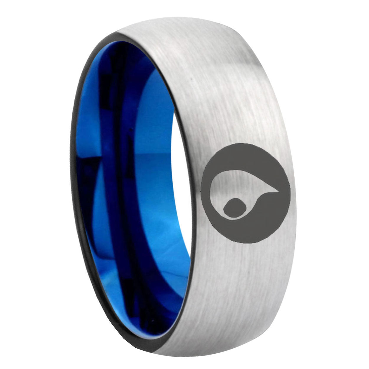 8MM Magic Gathering Dome Blue Gray Tungsten Men And Women Ring