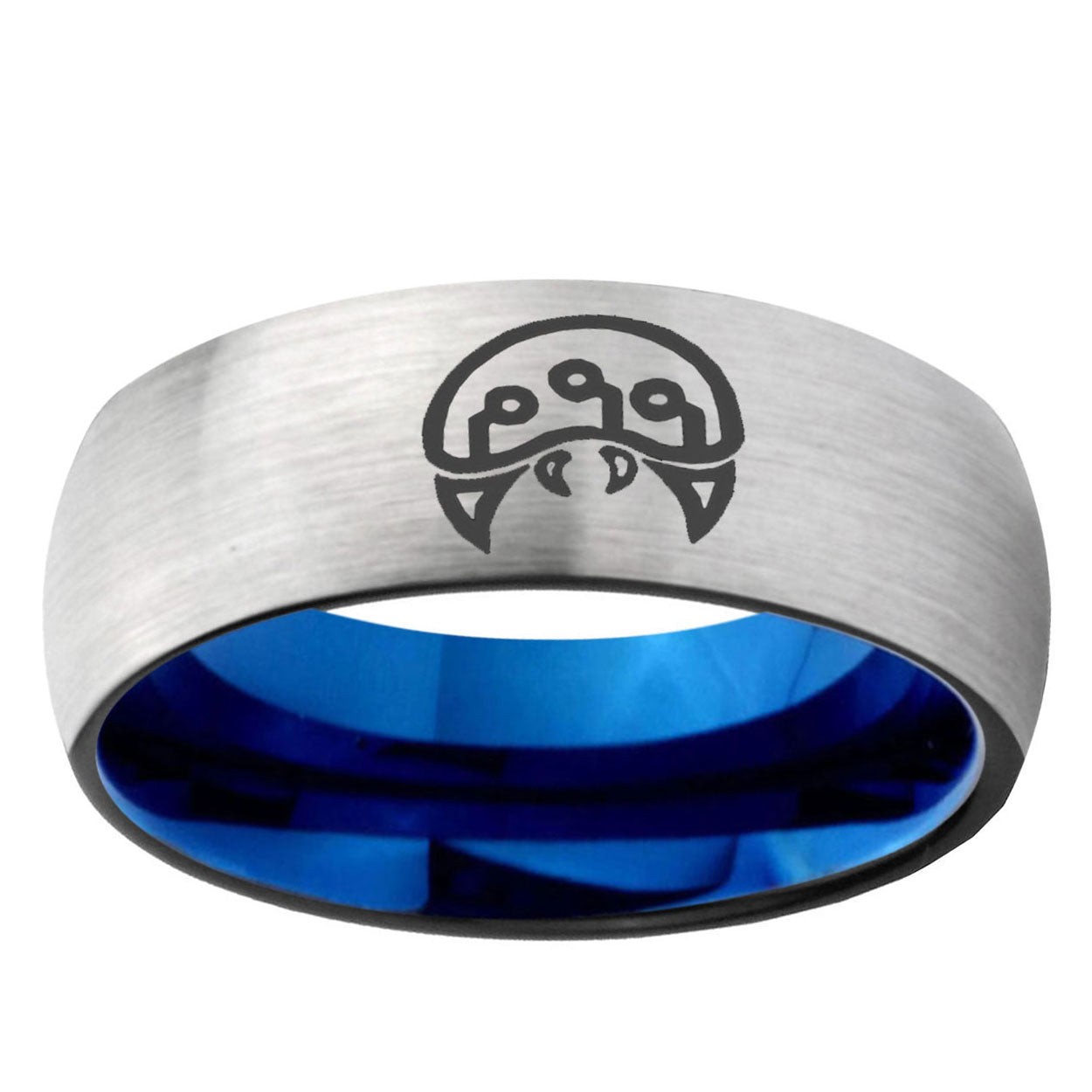 6MM Metroid Dome Gray And Blue Tungsten Carbide Men's Ring