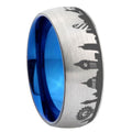 UK London City Dome Brushed Gray Tungsten Blue Plated Ring