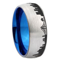 CA San Francisco City Dome Gray Tungsten Blue Plated Ring