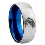 8mm Fishing Dome Gray And Blue Tungsten Carbide Men's Ring