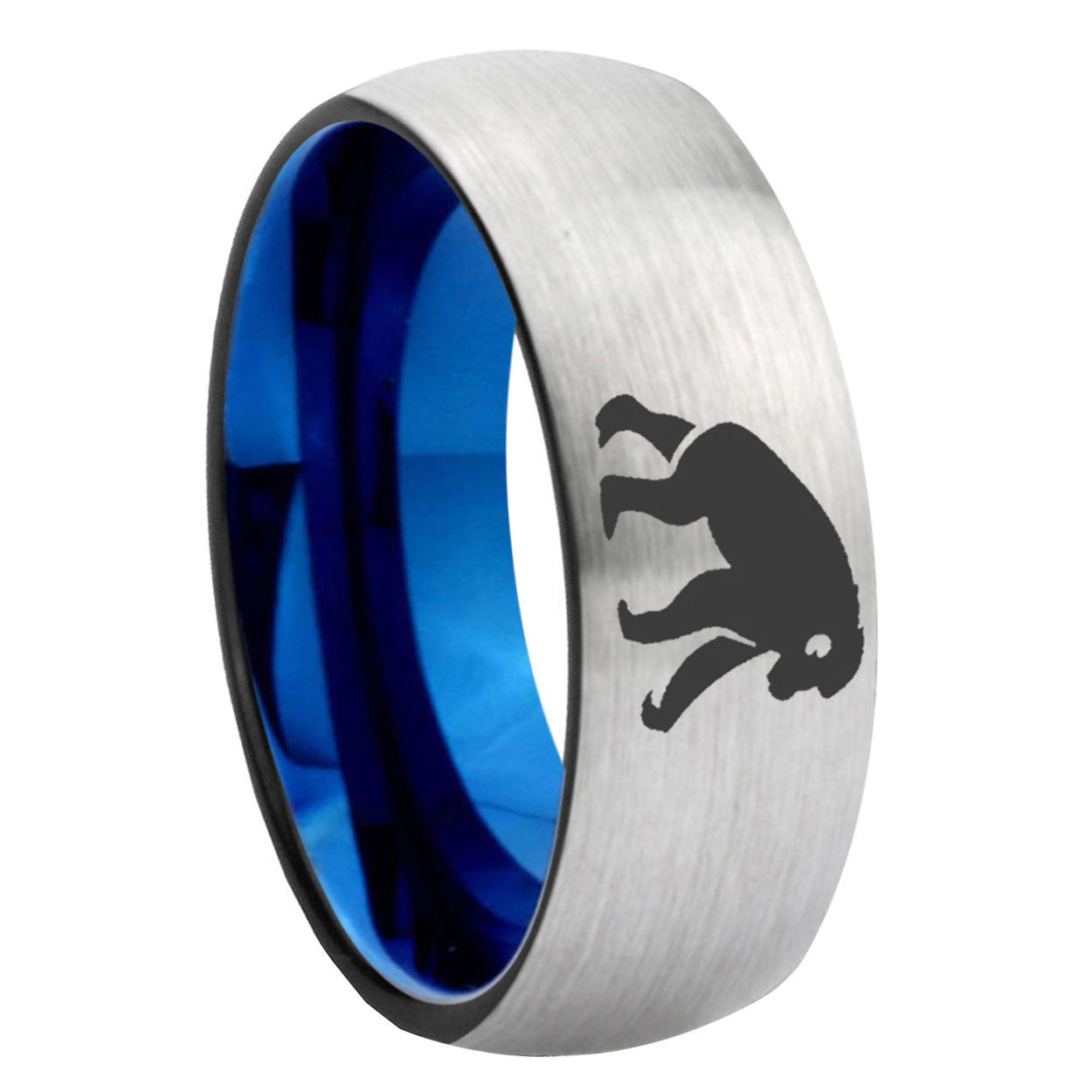 8MM Chimpanzee Dome Blue Gray Tungsten Promise Ring