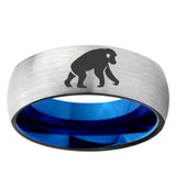 6mm Chimpanzee Dome Gray And Blue Tungsten Carbide Men's Ring