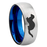 8mm Otter Dome Gray And Blue Tungsten Carbide Men's Ring