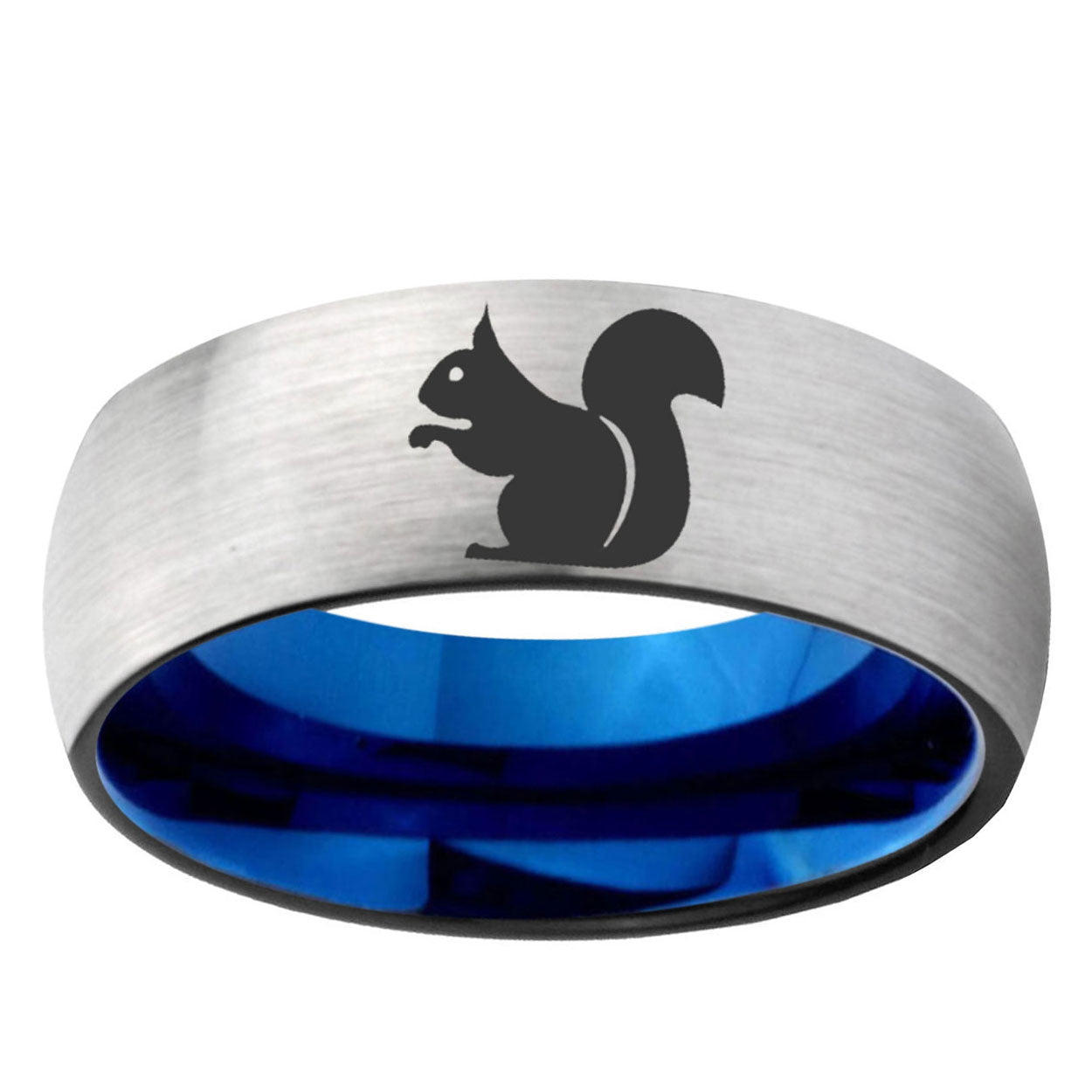 6MM Squirrel Dome Gray And Blue Tungsten Carbide Men's Ring