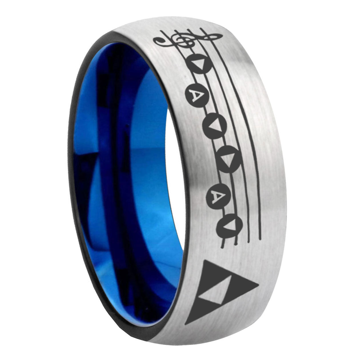 8MM Ocarina Songs Zelda Dome Blue Gray Tungsten Wedding Band