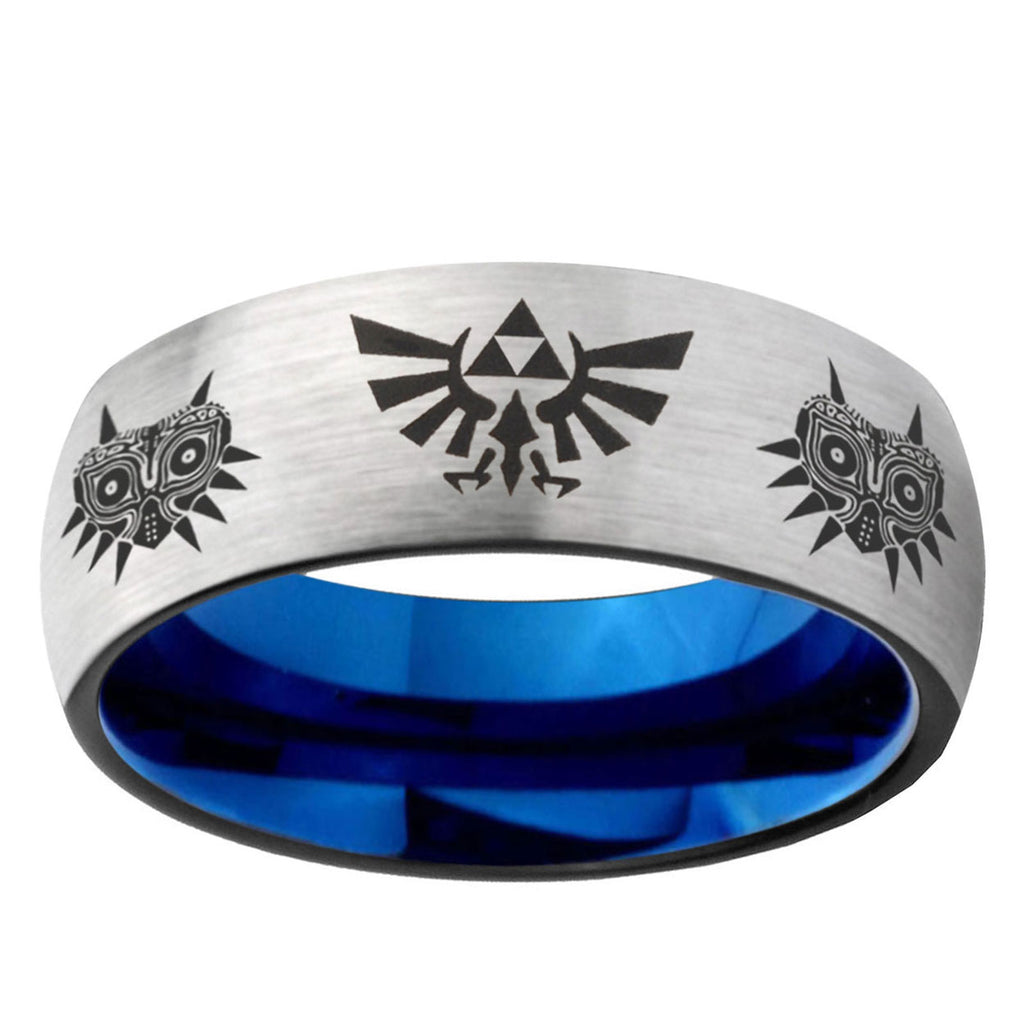 6, 8mm Zelda Majora's Mask Dome Blue Silver Manly Rings