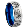 8MM Multiple Dragon Celtic Dome Blue Gray Tungsten Wedding Band