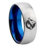 8mm Ghostbusters Dome Gray And Blue Tungsten Carbide Wedding Band Ring