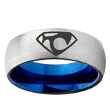 6mm House of Van Dome Gray And Blue Tungsten Carbide Men's Band