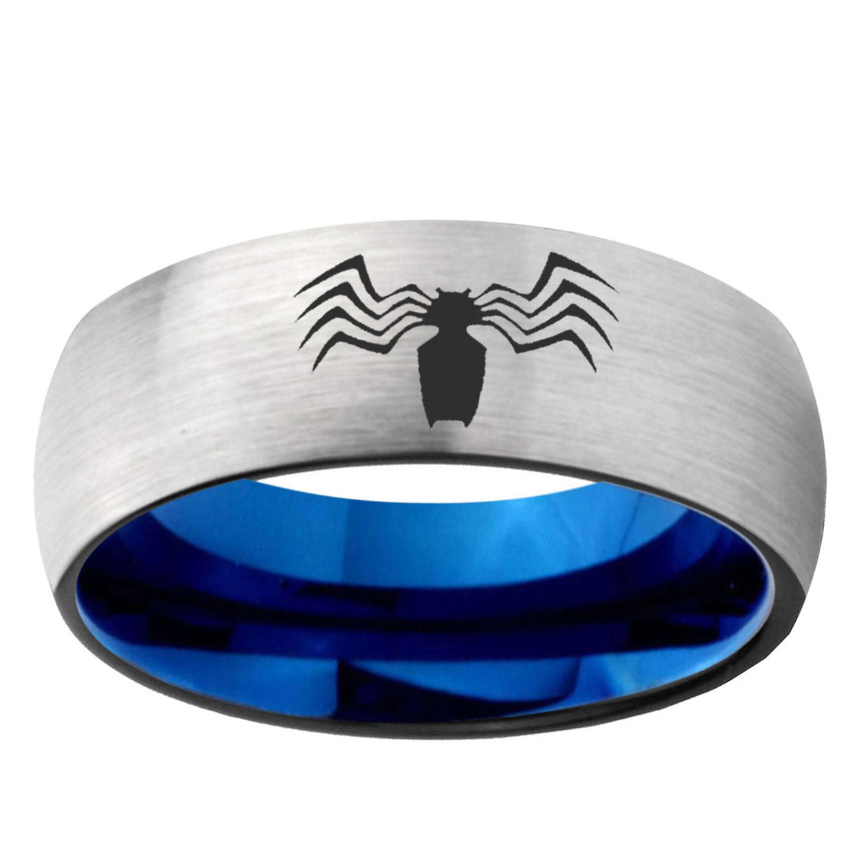 6MM Spider Dome Gray And Blue Tungsten Carbide Engagement Band