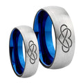 Infinity Love Dome Gray Blue Tungsten Bridal Set Rings