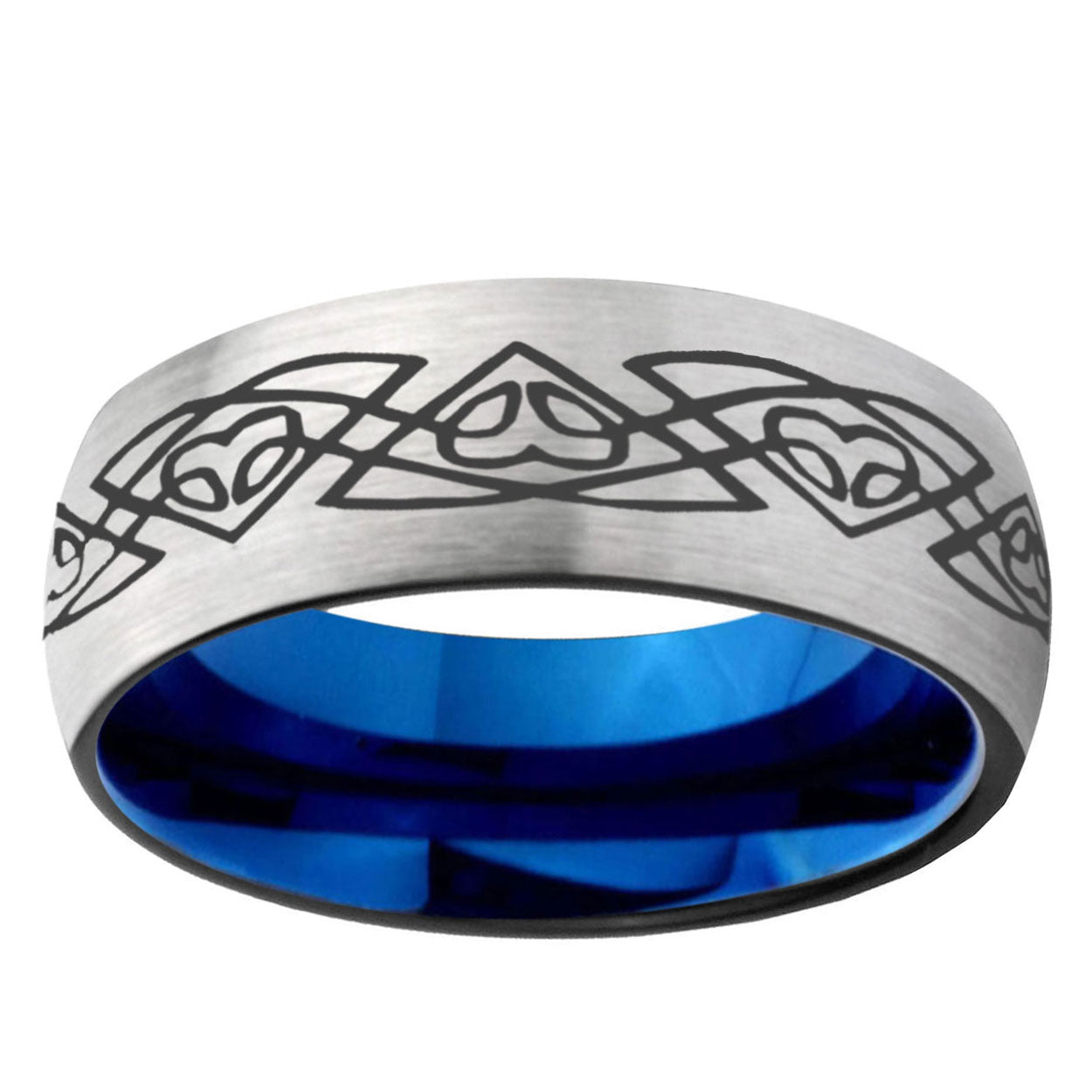 6MM Celtic Braided Dome Gray And Blue Tungsten Carbide Engagement Ring
