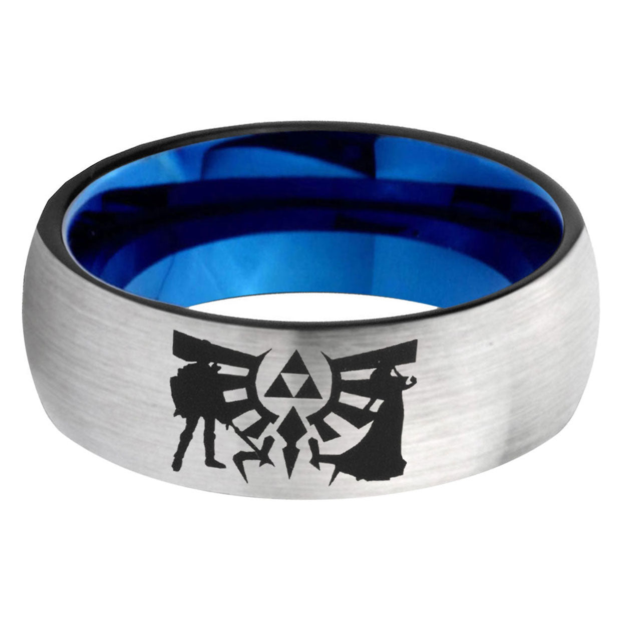6, 8mm Zelda Link Dome Blue Silver Manly Rings
