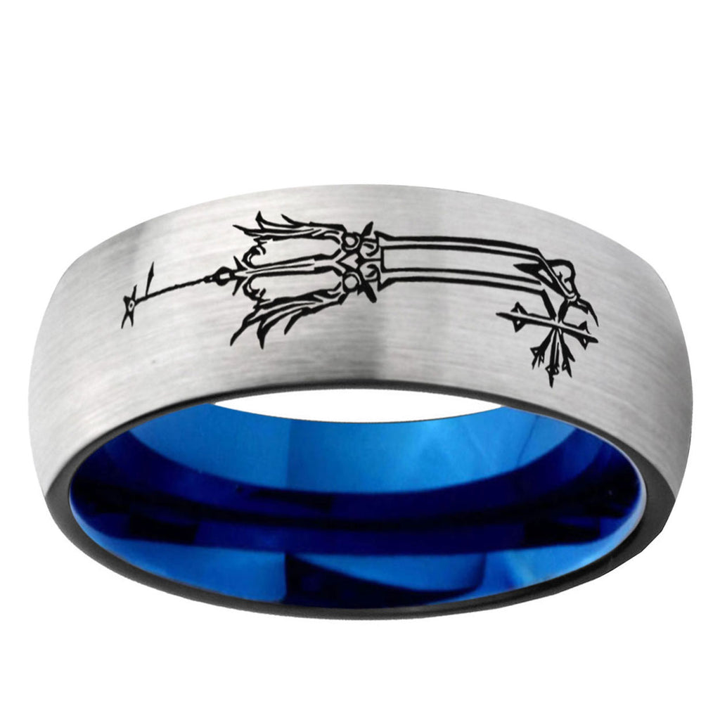 6, 8mm Geekery Oathkeeper Kingdom Hearts Dome Blue Silver Manly Rings