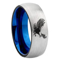 8MM Flying American Eagle Dome Blue Gray Tungsten Wedding Band
