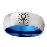 6, 8mm Gray Lantern Dome Blue Silver Manly Rings