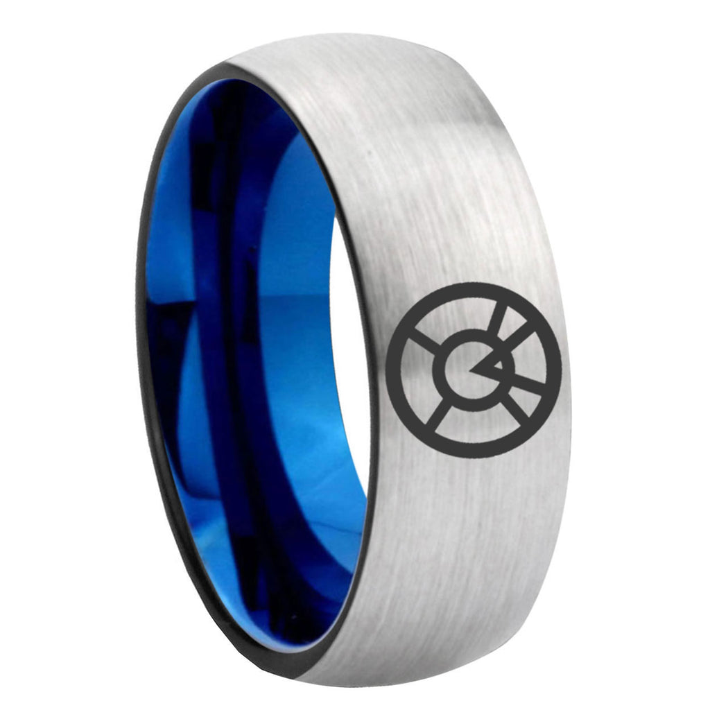 8MM Orange lantern Dome Blue Gray Tungsten Wedding Band