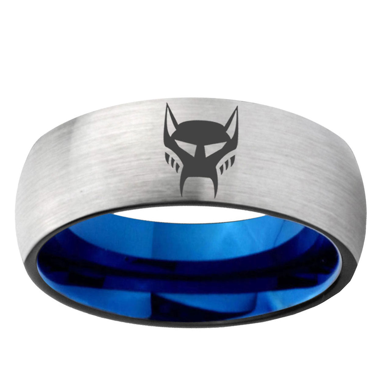 6, 8mm Transformers Maximal Dome Blue Silver Manly Rings