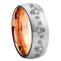 8MM Irish Claddagh Dome Rose Gold Gray Tungsten Engrave Man Ring
