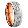 8MM Celtic knot Dome Rose Gold Gray Tungsten Mens Wedding Rings