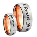8MM I Love You Forever and ever Dome Rose Gold Gray Tungsten Band