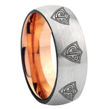 8mm Multiple CTR Dome Gray And Rose Gold Tungsten Carbide Engagement Ring