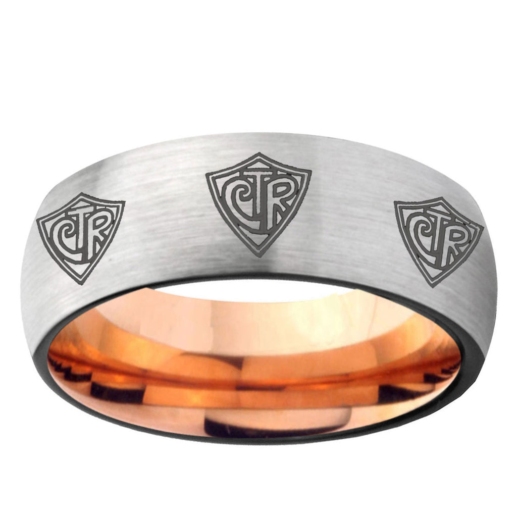 6MM Multiple CTR Dome Gray And Rose Gold Tungsten Carbide Engagement Ring