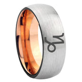 8mm Capricorn Zodiac Dome Gray And Rose Gold Tungsten Carbide Custom Ring