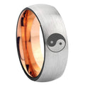 8MM Yin Yang Dome Rose Gold Gray Tungsten Man Wedding Band