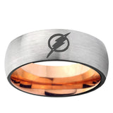 6, 8mm Flash Dome Rose Gold Silver Mens Unique Wedding Bands