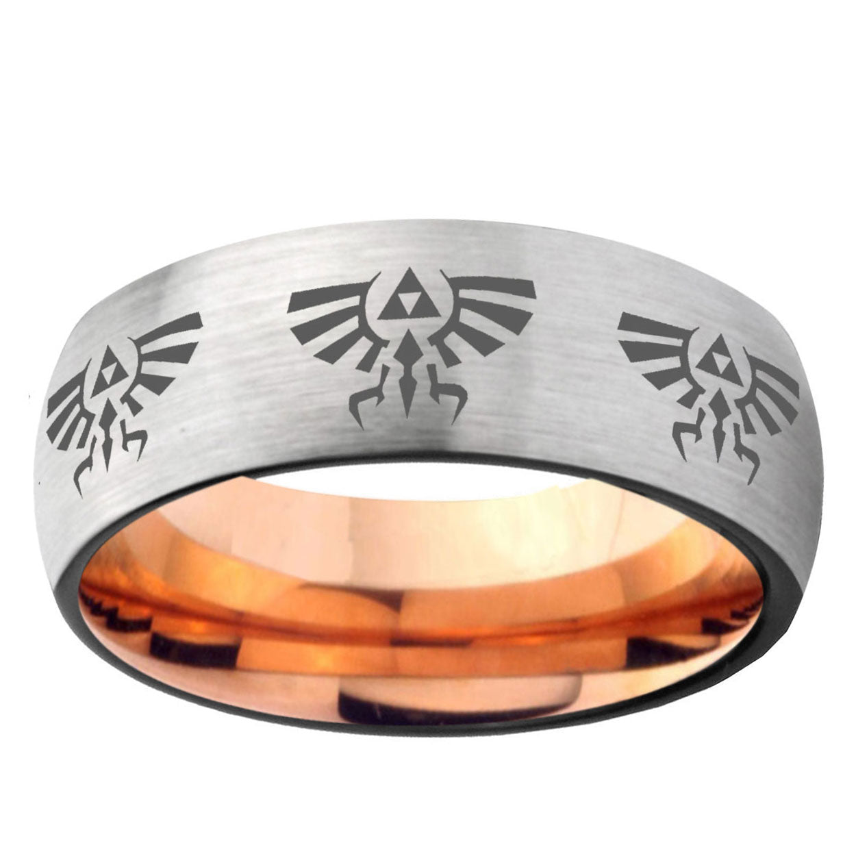 6MM Multiple Zelda Skyward Sword Dome Gray And Rose Gold Tungsten Engagement Ring