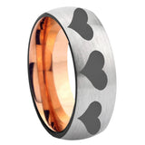 8mm Multiple Heart Dome Gray And Rose Gold Tungsten Carbide Engagement Ring
