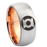 8mm Green Lantern Dome Rose Gold Silver Tungsten Wedding Rings