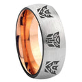 8MM Transformers Autobot Decepticon Dome Rose Gold Gray Tungsten Ring