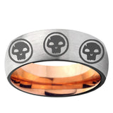 6mm Multiple Skull Dome Gray And Rose Gold Tungsten Carbide Engagement Ring