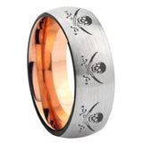 8mm Multiple Skull Pirate Dome Gray And Rose Gold Tungsten Carbide Promise Ring